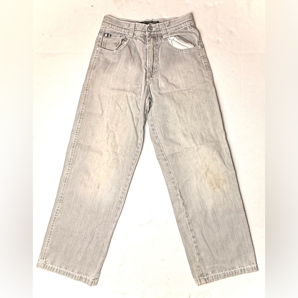 Vintage‎ Southpole Jeans Youth Boys 12 Gray Light Wash Y2K Denim Grunge Wide Leg